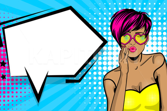 Download Cool Woman Wow Face Comic Text Speech - Premium Resources