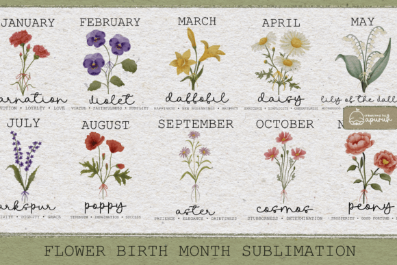 Download Flower Birth Month with Text Meaning - Premium Resources
